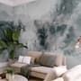 Watercolor Style Abstract Misty Dark Forest Wallpaper Mural