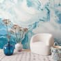 Marble Style Blue Brush Paint Art Wallpaper Mural