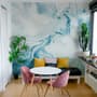 Marble Style Blue Brush Paint Art Wallpaper Mural