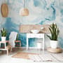 Marble Style Blue Brush Paint Art Wallpaper Mural