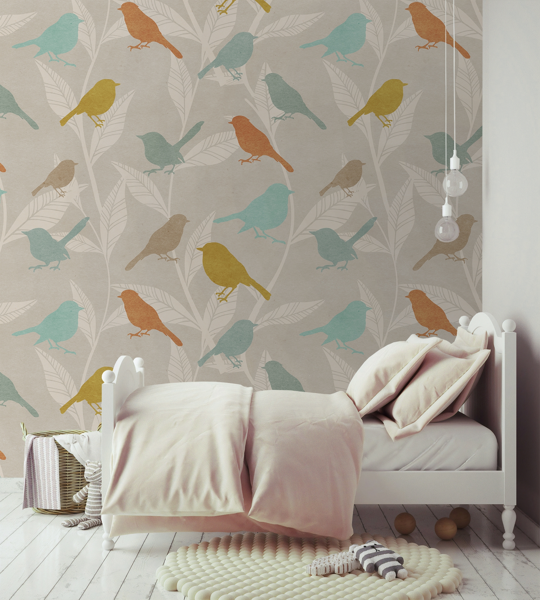 Papier peint panoramique d'oiseaux européens colorés