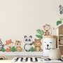 Kids Cute Animals with Banana Leaves Wall Decal Sticker