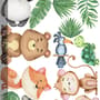 Kids Cute Animals with Banana Leaves Wall Decal Sticker