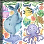 Kids Nursery Undersea Wall Decals Cute Whale with Sea Animals Wall Sticker