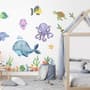 Kids Nursery Undersea Wall Decals Cute Whale with Sea Animals Wall Sticker