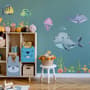 Kids Nursery Undersea Wall Decals Cute Whale with Sea Animals Wall Sticker