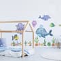 Kids Nursery Undersea Wall Decals Cute Whale with Sea Animals Wall Sticker