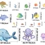 Kids Nursery Undersea Wall Decals Cute Whale with Sea Animals Wall Sticker