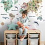 Kids Watercolor World Map Wall Decal Sticker
