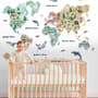 Kids Watercolor World Map Wall Decal Sticker