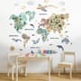 Kids Watercolor World Map Wall Decal Sticker