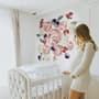 White Pink Peony Florals with Red Purple Tulips Wall Decal Sticker