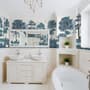 Monochrome Watercolor Big Trees Wallpaper Mural