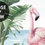 Tropical Landscape with Flamingos Wallpaper Mural