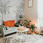 Monochrome Antique Jungle Landscape Wallpaper Mural
