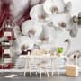 Swan and White Orchid with Red Smoke Pattern Wallpaper Mural