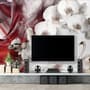 Swan and White Orchid with Red Smoke Pattern Wallpaper Mural