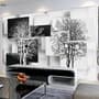Papier peint panoramique arbre noir et blanc avec cubes abstraits