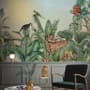 Leopard and Colorful Parrot in the Tropical Forest Wallpaper Mural