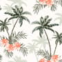 Tropical Palm Tree with Mirabilis Floral Pattern Wallpaper Mural