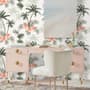Tropical Palm Tree with Mirabilis Floral Pattern Wallpaper Mural