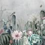 Watercolor Cactus with Flowers Wallpaper Mural