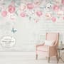 Pink Victorian Vine Flower Wallpaper Mural