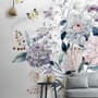 Soft Victorian Floral and Yellow Butterfly Wallpaper Mural