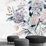 Soft Victorian Floral and Yellow Butterfly Wallpaper Mural