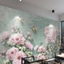 Vintage Pink Floral and Yellow Butterfly Wallpaper Mural