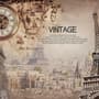 Papier peint panoramique vintage de la tour Eiffel