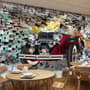 Vintage Car with Graffiti Brick Wallpaper Mural