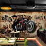 Vintage Motorbike with American Flag Wallpaper Mural