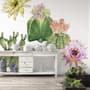 Watercolor Pink Yellow Cactus Florals Wall Decal Sticker