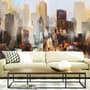 Watercolor Dark City Landscape Wallpaper Mural