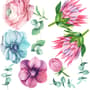 Watercolor Pink Protea with Ranunculus and Tulips Wall Decal Sticker