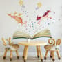 Kids Watercolor Unicorn and Dinosaurs in the Storybook Wall Decal Sticker