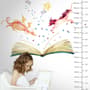Kids Watercolor Unicorn and Dinosaurs in the Storybook Wall Decal Sticker