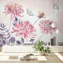 Papier peint art floral pissenlit rose aquarelle rétro